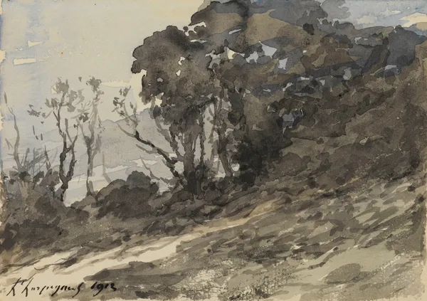 Paysage (arbustes) av Henri-Joseph Harpignies