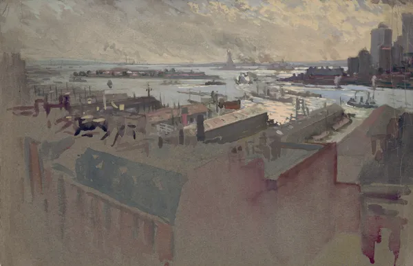New York Bay from the Margaret av Joseph Pennell