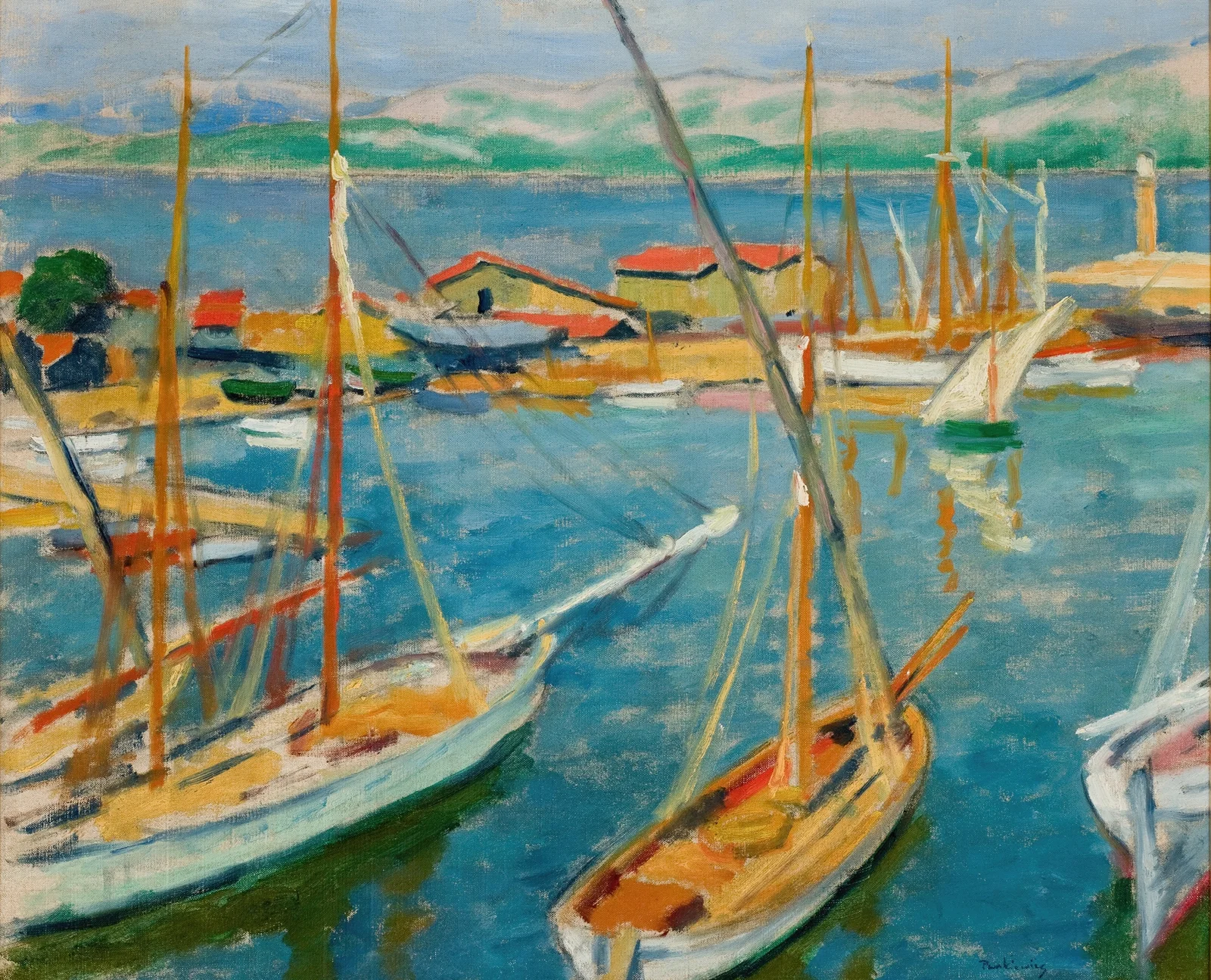 Harbour at Saint-Tropez av Józef Pankiewicz