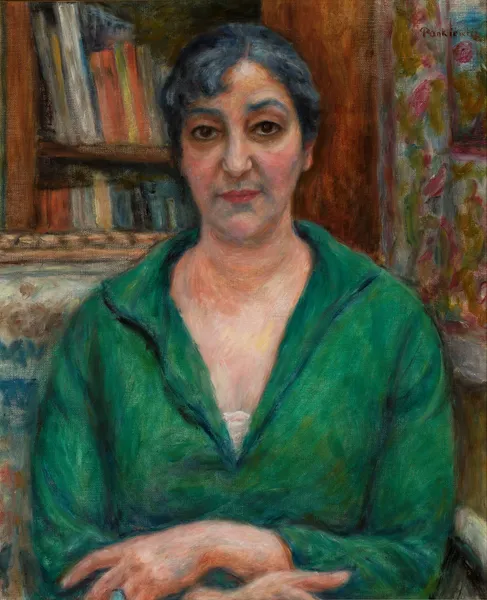 Wife’s portrait in a green sweater av Józef Pankiewicz