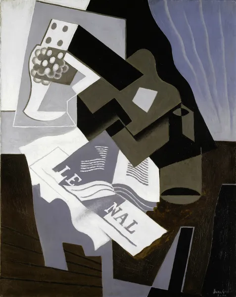 Guitar, Book and Newspaper av Juan Gris