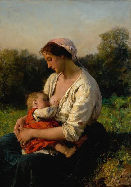 Jeune Mère Allaitant Son Enfant av Jules Breton