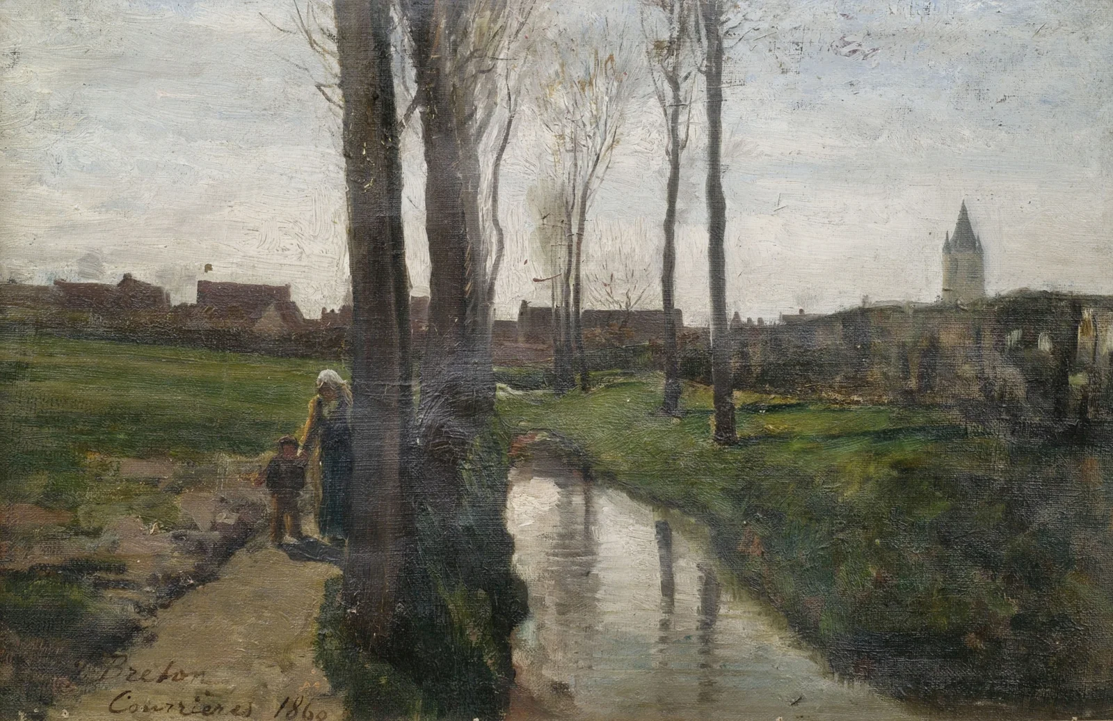 Landschaft bei Courrières av Jules Breton