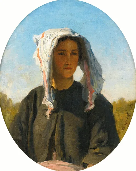 Portrait de jeune Paysanne Bordelaise av Jules Breton