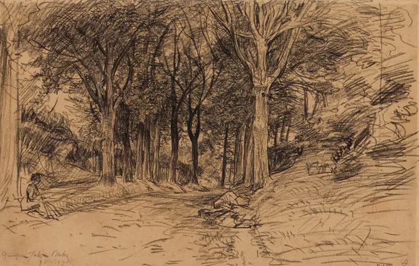 Sous-bois à Quimper av Jules Breton