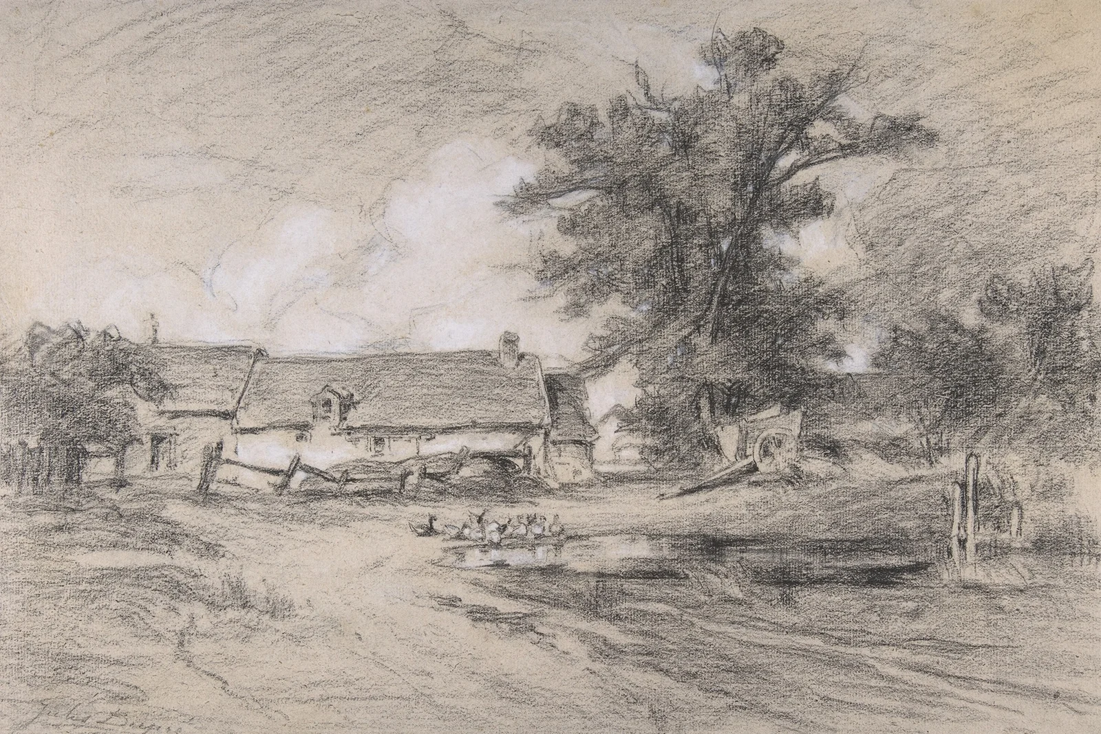 Farmyard with Ducks (19th century) av Jules Dupré
