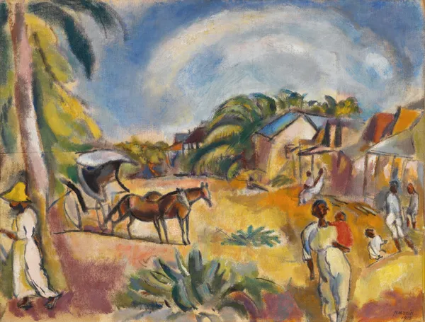 Landscape with Figures and Carriage av Jules Pascin