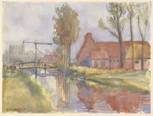 Huis aan de Drecht, een ophaalbrug av Julia Giesberts