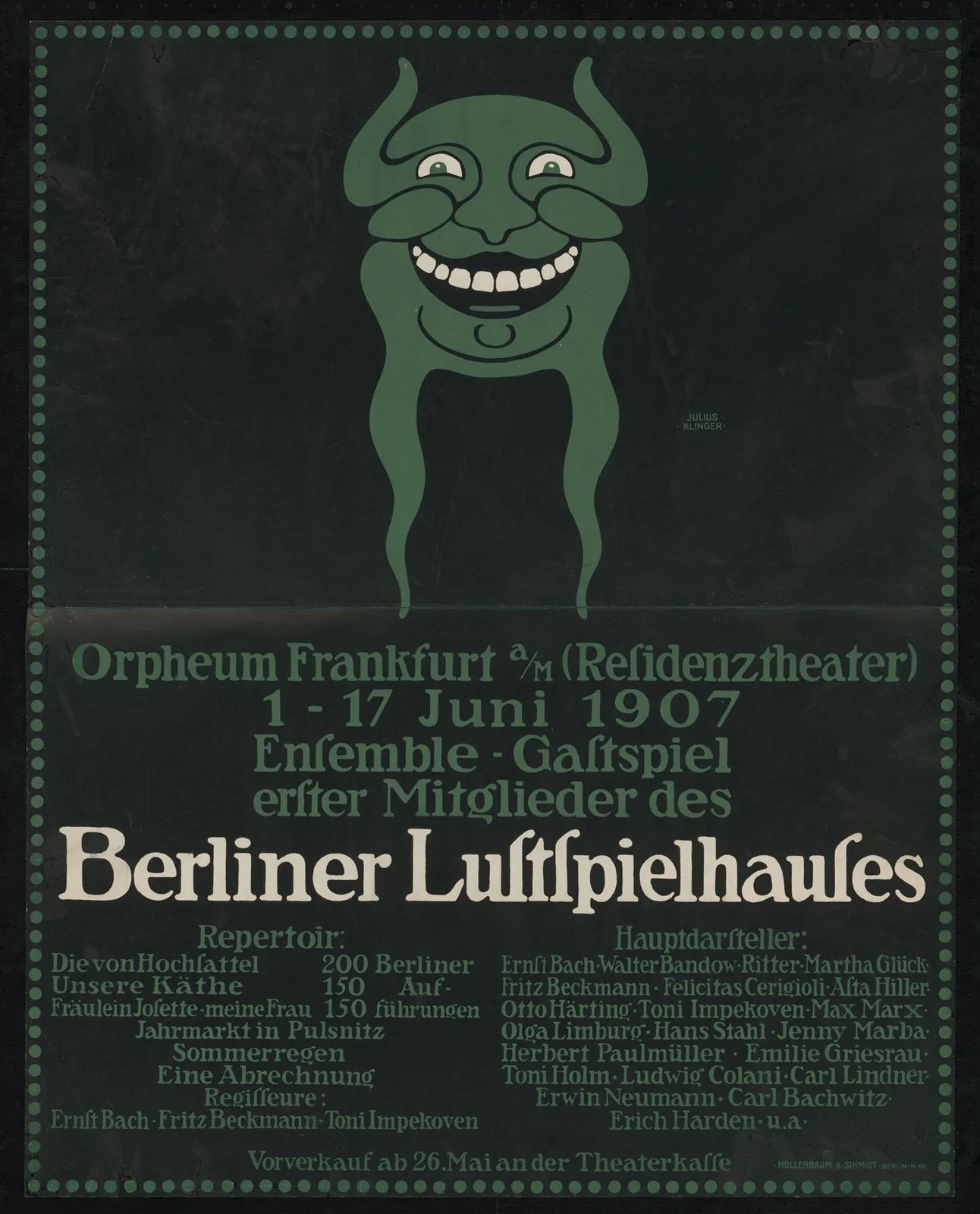 Gastspiel erster Mitglieder des Berliner Lustspielhauses im Orpheum Frankfurt am Main av Julius Klinger