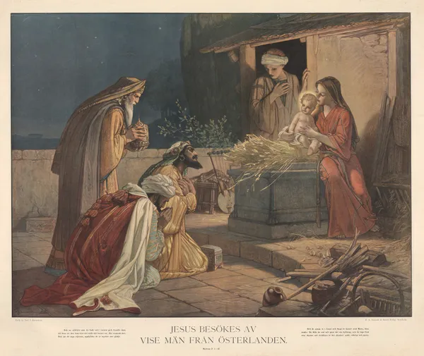 Jesus besökes av vise män från Osterlanden av Julius Kronberg