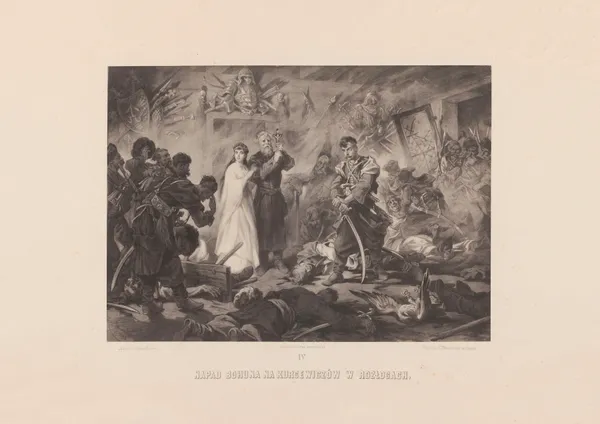 Bohun attacks the Kurcewicze in Rozłogi av Juliusz Kossak
