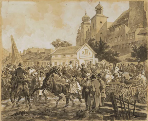 Horse market near Wawel av Juliusz Kossak