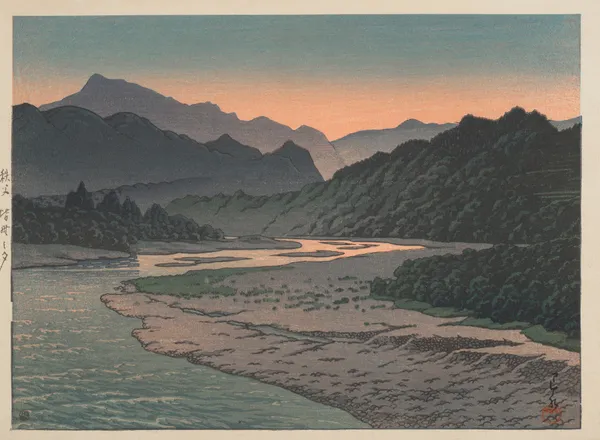 Chichibu Minano no yu (Evening at Minano, Chichibu) av Kawase Hasui