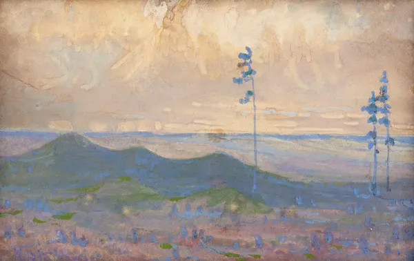 Landscape with three trees av Kazimierz Stabrowski