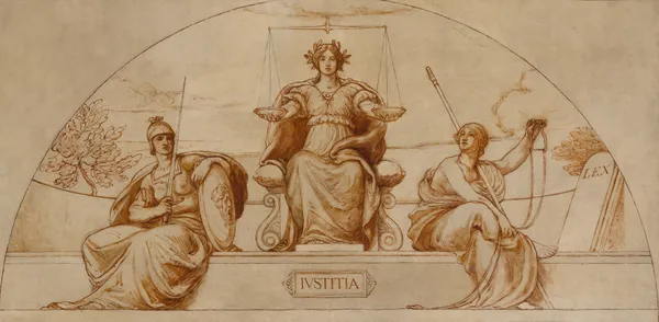 Cartoon for mural of Minnesota State Capital, ‘Institute of Justice’ av Kenyon Cox
