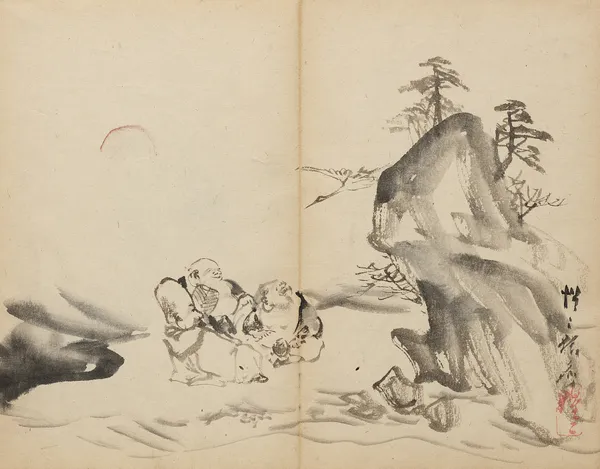 Gods of Fortune at Mt. Penglai av Kawanabe Kyōsai