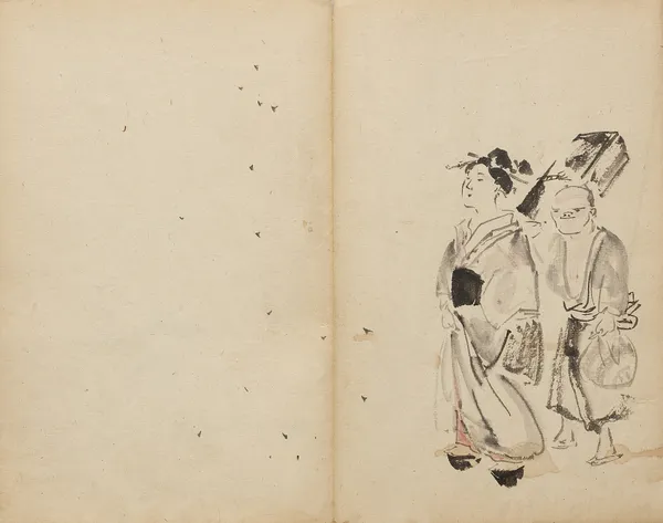 Woman and Servant av Kawanabe Kyōsai