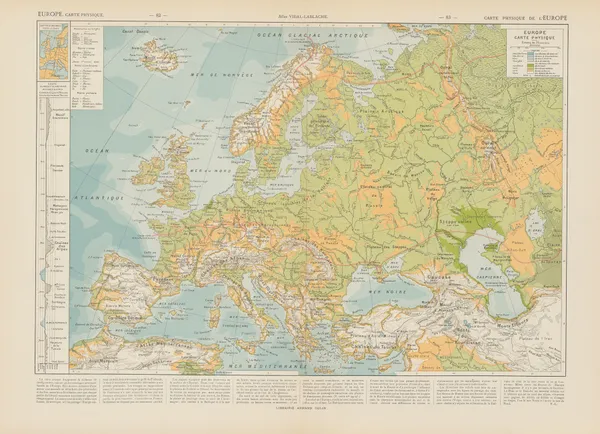 Carte Physique de l’Europe av Paul Vidal de La Blache