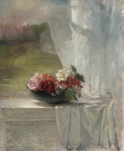 Flowers on a Window Ledge av John La Farge