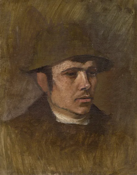 Head of a Worker in a Hat av Ladislav Mednyánszky