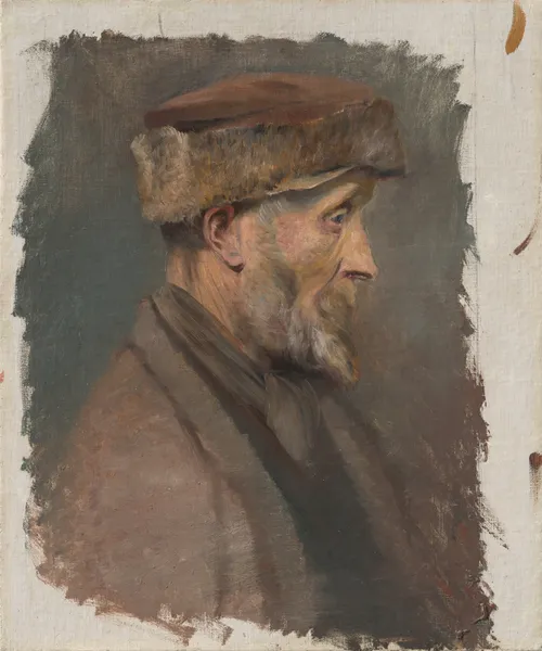 Study of a Poor Old Man in a Fur Cap av Ladislav Mednyánszky