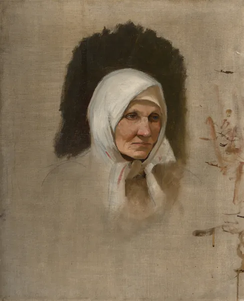 Village Woman in a White Scarf av Ladislav Mednyánszky