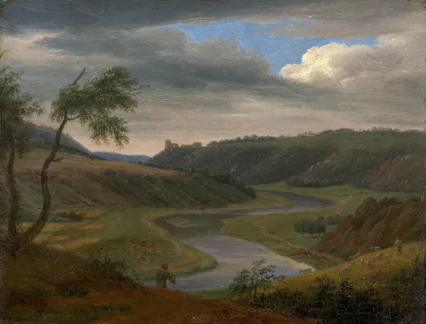 Landscape representing the Meuse near the commune of Aiglemon av Elisabeth Louise Vigée Le Brun