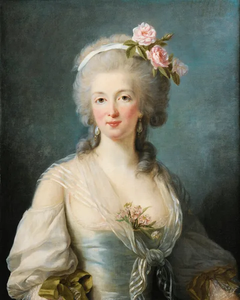 Portrait of a lady said portrait of Jeanne de Valois, Comtesse de la Motte av Elisabeth Louise Vigée Le Brun