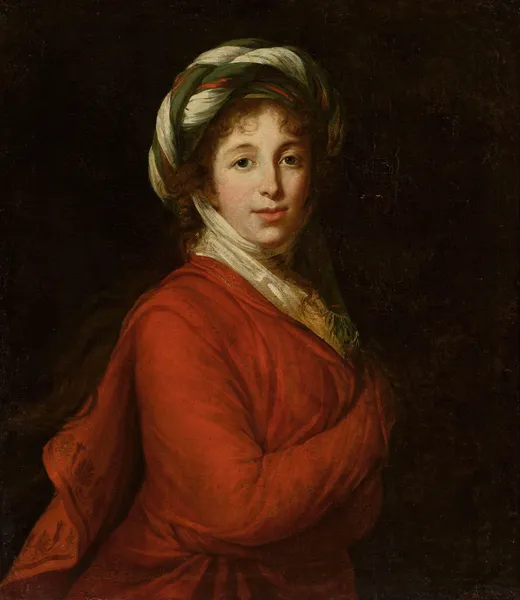 Portrait of a woman in a turban av Elisabeth Louise Vigée Le Brun