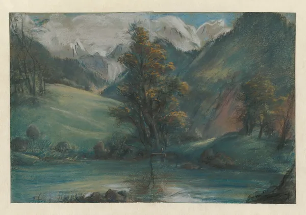 Vue du lac de Challes et du Mont Blanc (View of the Lake of Challes and Mont Blanc) av Elisabeth Louise Vigée Le Brun