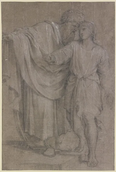 Jakob mit seinem Sohn Joseph av Eustache Le Sueur