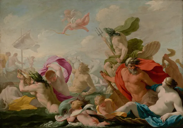 Marine Gods Paying Homage To Love av Eustache Le Sueur