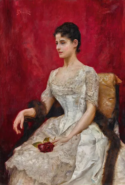 Lady in white av Julius Leblanc Stewart