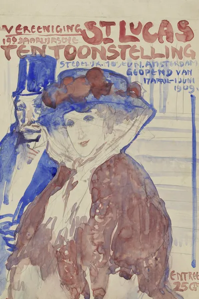 Ontwerp voor de afiche van de 19e jaarlijkse Tentoonstelling van Vereening St. Lukas in het Stedelijk Museum te Amsterdam av Leo Gestel