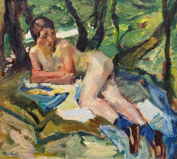 Aktstudie zu den Badenden II av Leo Putz