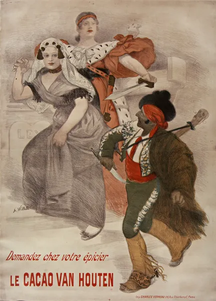 Demandez chez votre épicier le cacao Van Houten av Adolphe Léon Willette