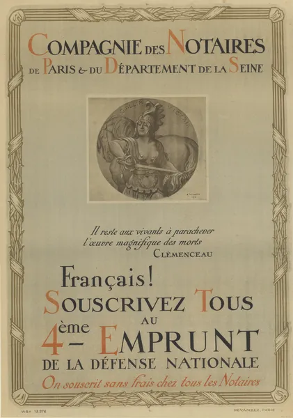 Français Souscrivez tous au 4ème Emprunt de la Défense nationale av Adolphe Léon Willette