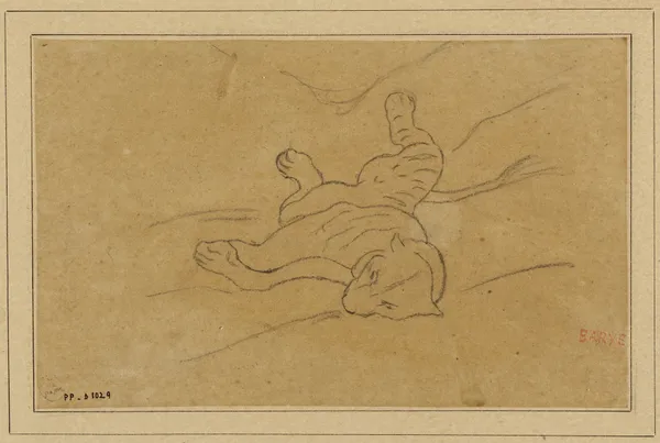 Panthère couchée de face (19th century) av Antoine-Louis Barye
