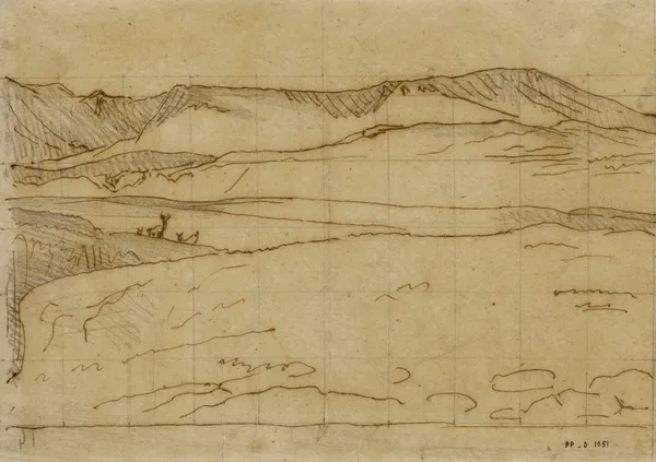 Paysage d’Orient montagneux (19th century) av Antoine-Louis Barye