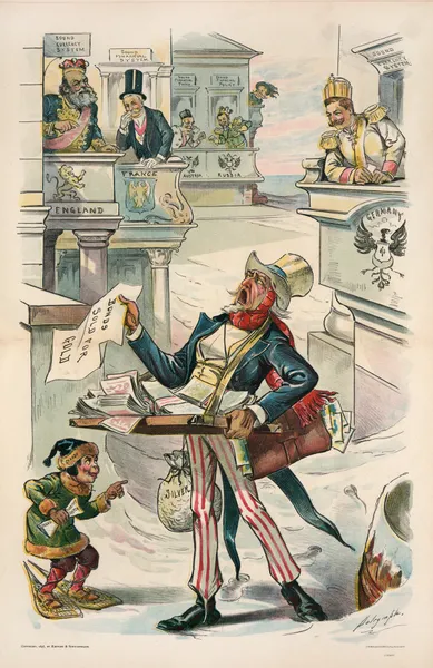 Forced to peddle, though he is rich av Louis Dalrymple