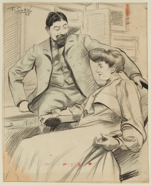 Couple dans un intérieur. av Fernand Louis Gottlob