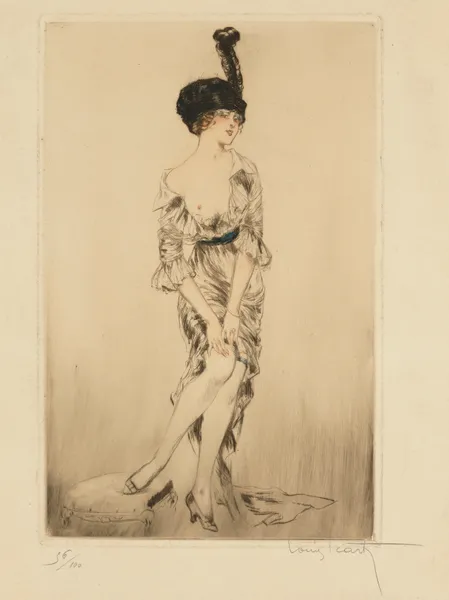 A fashionable young woman av Louis Icart