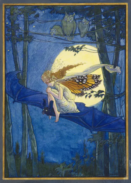 Ariel on a bat’s back av Louis Rhead