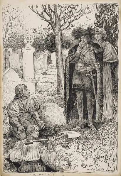 Hamlet, Prince of Denmark. Whose skull is this av Louis Rhead