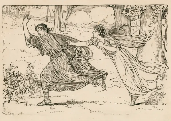 Midsummer night’s dream, Hele]na pursues Demetrius av Louis Rhead