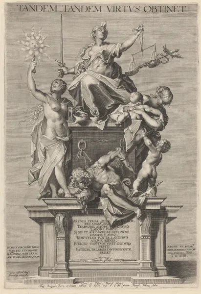 Allegory of Virtue with Justice (Justitia) flanked by Time (Tempus) and Charity (Caritas) av Lucas Kilian