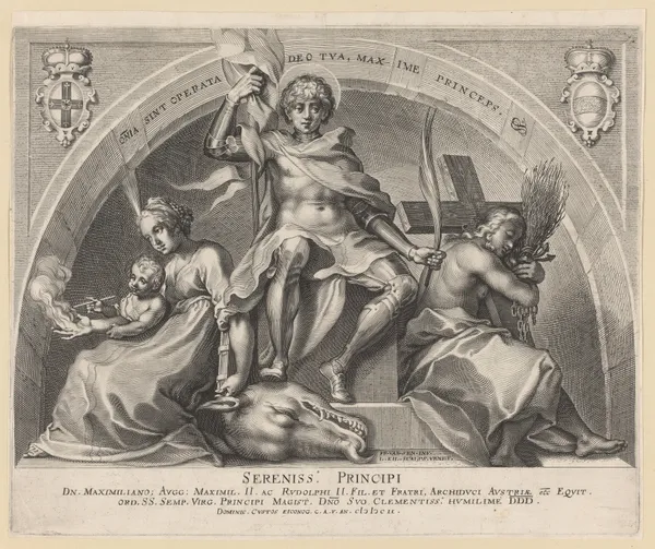 St. George with St. Margaret and Mary Magdalene on either side av Lucas Kilian