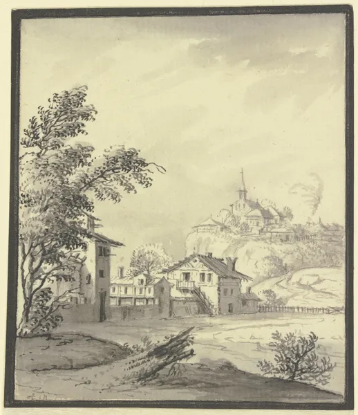 Häuser an einer Wiese av Johann Ludwig Aberli