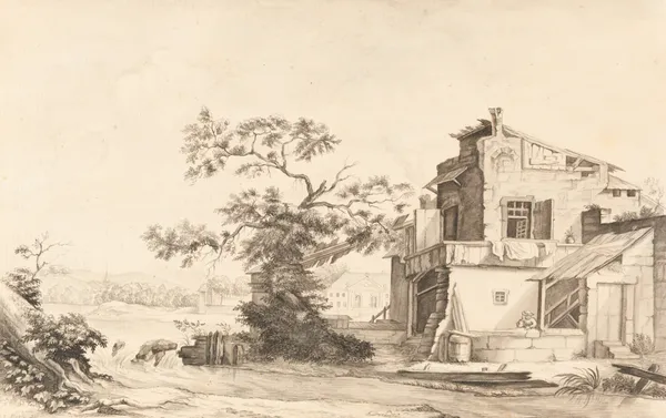Landschaft am Fluss av Johann Ludwig Aberli