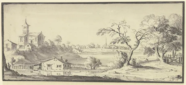 Landschaft mit einem Fluß av Johann Ludwig Aberli